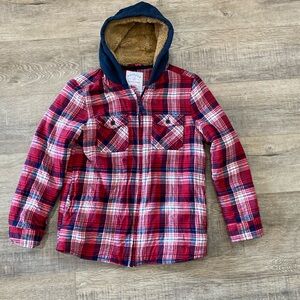Fat Face plaid hooded jacket, boys size 11/12